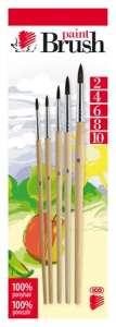 ICO paint brush set, 5 pieces, sizes 2, 4, 6, 8, 10, pony hair, wooden handle - Back to School, School Supply