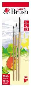 ICO paint brush set, 3 brushes, sizes 4, 6, 10, 100% ponyhair, wooden handle - Paintbrush