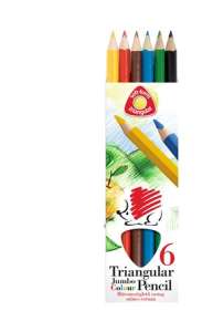 ICO Triangular Jumbo Colour Pencil, 6 pack, hedgehog design, triangular shape, thick, colored pencils - Pen & Pencil