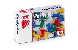 ICO Push Pins, 100 komada, šarene, kartice za karte, kartice, čavli - Uredski pribor