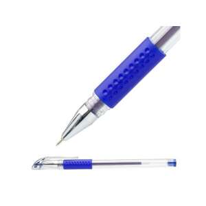 ICO Gel-Ico blue gel pen, 0.5mm, transparent barrel, rubber grip - ICO Pen