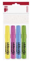 ICO Videotip Textmarker-Set, 4 verschiedene Farben, 1-4 mm Strichstärke - Textmarker