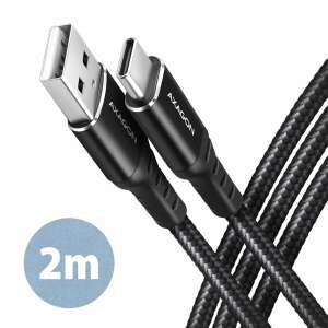 Axagon BUCM-AM20AB 2m USB-C auf USB-A Daten- und Ladekabel, schwarz - AXAGON