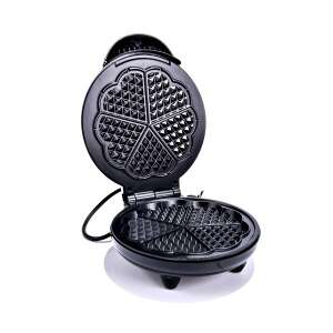 Too Hot! WM-302B-1000W fekete gofrisütő nyitva, tapadásmentes gofrilemezek - Gofrisütő