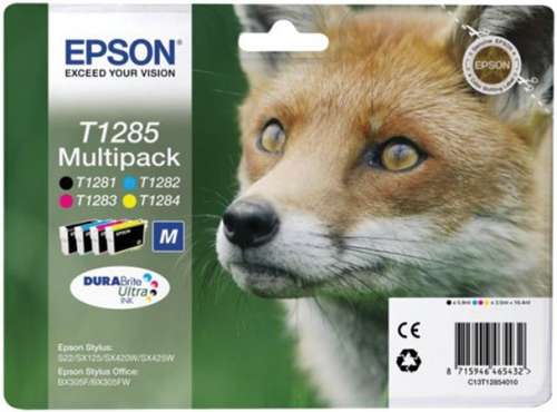 Wkład atramentowy Epson T1285 Multipack, 4-pak, czarny, cyjan, magenta, żółty, 16,4ml