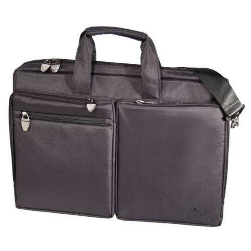 RIVACASE Tiergarten 8530 16 inch black laptop bag, angled view