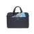 RIVACASE Regent 8037 15.6 inch laptop bag, black with blue accents, front view with documents in pocket