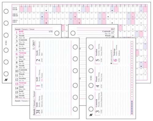 SATURNUS refilă pentru planificator săptămânal, dimensiune S, alb, 2024