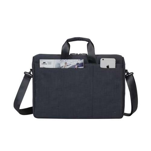 RIVACASE Biscayne 8355 17.3 inch laptop bag, black, with shoulder strap and front pocket