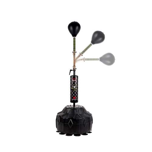 Stand de box cu minge reflex Dollcini, negru, 1,7 m, înălțime reglabilă, cu bază cu ventuze, pentru antrenament acasă