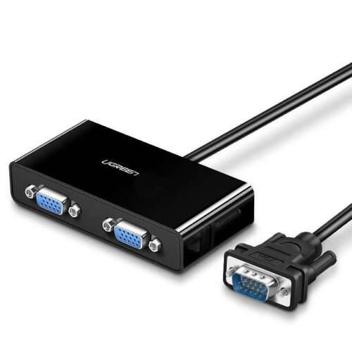 UGREEN 40254 VGA Splitter 1m Schwarz - 1 Eingang 2 Ausgang VGA Splitter zum Anschließen von zwei Monitoren, Displays oder Projektoren