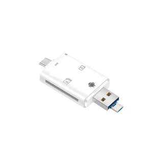 3in1 OTG kártyaolvasó, TF/MicroSD kártya, SD kártya, USB-C, MicroUSB és USB 2.0 csatlakozóval, fehér 57813534 