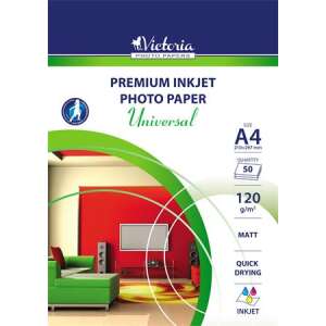 VICTORIA PAPER Fotópapír, tintasugaras, A4, 120 g, matt, VICTORIA PAPER "Universal" 46653501 