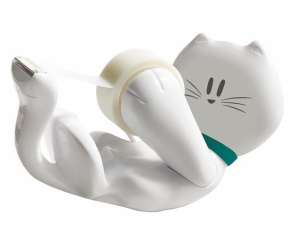 3M Scotch Magic Tape Dispenser, Cat Design, White, Desk Tape Dispenser - Office accessory
