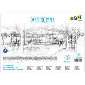 COOL BY VICTORIA Drafting Paper, A3, 100 sheets, 180g/m2, acid-free, for technical drawings, sketches, and graphics - Victoria