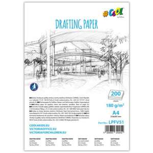COOL BY VICTORIA Zeichenpapier, A4, 200 Blatt, 180 g/m², für technische Zeichnungen, Skizzen und Entwürfe - Victoria