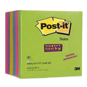 3M POSTIT Selbstklebender Notizblock, 76x76 mm, 12x90 Blatt, 3M POSTIT "Super Sticky", gemischt 31579280 Notizblöcke