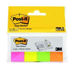 3M POSTIT Etichetă de marcare, hârtie, 4x50 coli, 20x38 mm, 3M POSTIT, neon mixt 31578782 Etichete de marcat