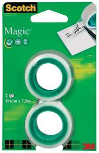 2 role 3M Scotch Magic Tape, 19mm x 7,5m, nevidljiva traka za uredsku uporabu - Ljepljiva traka
