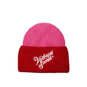 Victoria's Secret pink and red beanie with logo - Women's Hat