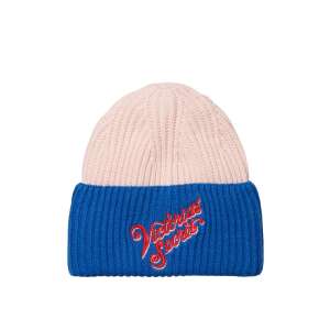 Victoria's Secret Pink Fizz beanie hat, blue and pink knit, with logo - Women's Hat