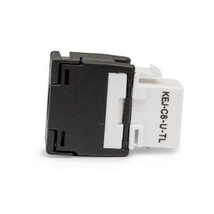 KE-Line Cat6 Giga szerszám nélküli Keystone aljzat RJ45, fekete és fehér, oldalnézet - Keystone modul kiegészítő