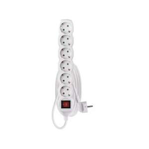 Emos P1622 6 socket 2 meter extension cord with switch, white - Lamp & Lighting