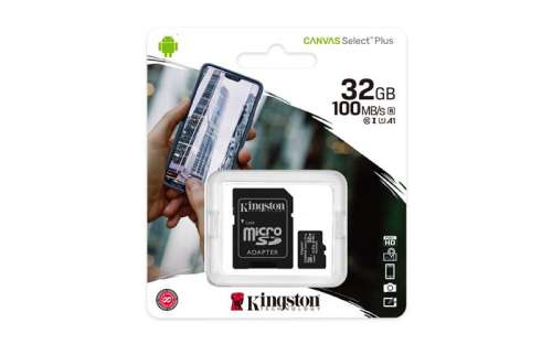 KINGSTON Speicherkarte, microSDHC, 32GB, CL10/UHS-I/U1/V10/A1, Adapter, KINGSTON "Canvas Select Plus"