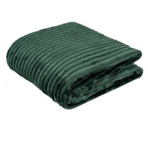 Bordázott, kellemes tapintású puha plüss takaró - sötétzöld pléd, 200X230cm (BBCD) 57852220 Plédek