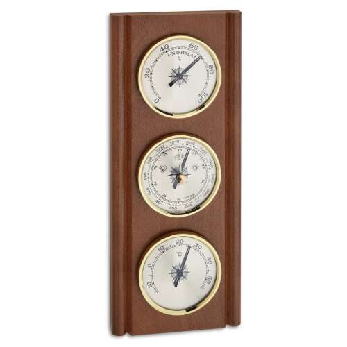 Barometer, Thermometer und Hygrometer Kombination mit Eichenholz Rücken
