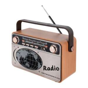 KEMAI MD-503BT Bluetooth újratölthető 3 sávos hordozható klasszikus rádió - Többszínű, oldalnézet - Rádió