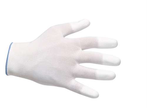 Ochranné rukavice, PU s tvarovanými koncami prstov, L