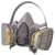 3M 6000 series half mask respirator, grey, with two filter cartridges