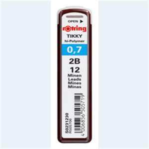 ROTRING TIKKY hi-Polymer 0.7 mm 2B pencil leads, 12 leads per tube - ROtring
