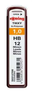 ROTRING Tikky hi-Polymer 1.0 mm HB pencil leads, 12 leads per pack - Pencil Lead