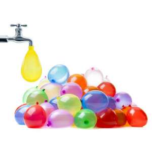 Pile of colorful water balloons being filled with water from a tap - Balloon