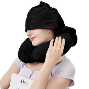 Dollcini, Cestovný vankúš na krk s čiapočkou, jedna veľkosť, čierny