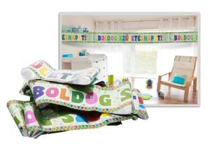 Happy Birthday Banner, bunte Buchstaben, grüner Hintergrund, Partydekoration - Partydeko