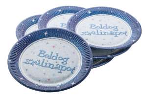 Funny Happy Birthday blue paper plates, 23cm, 6 pack - Disposable Plate