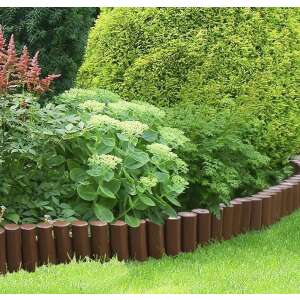 Gardenplus 2,7m-es kerti szegély, antracit színben, telepítve egy virágágyás körül a kertben - Ágyásszegély