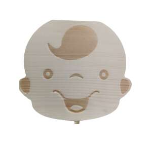 Fa fogtartó doboz kisfiúknak, aranyos baba arccal - Baba fogápolás