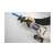 Daewoo DALRC18-1 cordless reciprocating saw with battery, grey, being held by a person wearing gloves