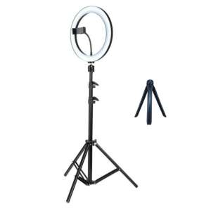 Lampă circulară Rif Refco, 26 cm/10", circulară, cu lumină caldă, rece, neutră, conexiune USB, suport mare și mini, TikTok, video, poze