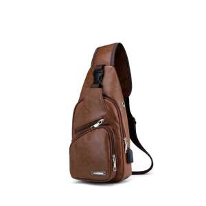 Dollcini, Geantă pentru piept pentru bărbați, impermeabilă, rezistentă la zgârieturi, USB, 424062, maro