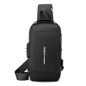 Dollcini męska torba na klatkę piersiową, torba na ramię typu sling, plecak typu sling, torba podróżna na wędrówki, torba na dzień, czarna - Torebki