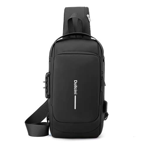 Dollcini pánska hrudná taška, crossbody sling batoh, cestovný turistický hrudný batoh, denná taška, čierna