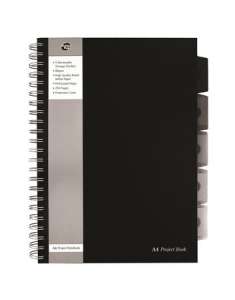 PUKKA PAD Spirálfüzet, A4, vonalas, 125 lap, PUKKA PAD "Black project book", fekete 31578326 Füzet