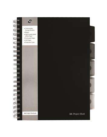 PUKKA PAD Spirálfüzet, A4, vonalas, 125 lap, PUKKA PAD "Black project book", fekete 31578326