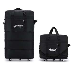 Black Sport Travel Suitcase with Wheels, Collapsible, Foldable, 80cm - Fashion & Clothing