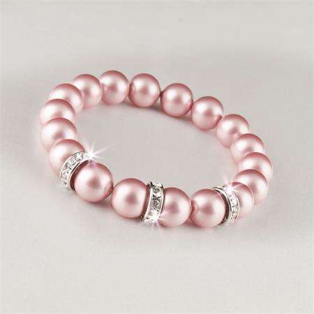 Brățară ART CRYSTELLA cu perlă SWAROVSKI®, roz, cristal rondelă alb, ART CRYSTELLA, M